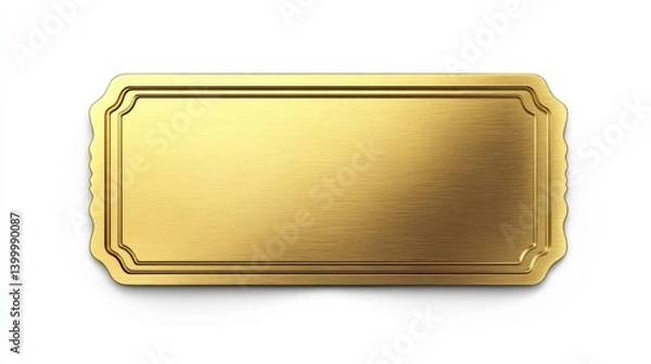 Obraz Vintage-style golden ticket with textured surface on white background.