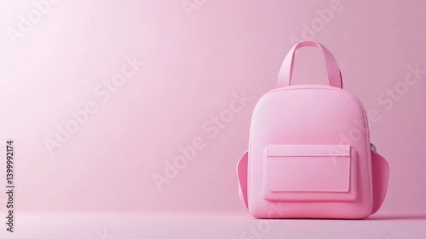 Fototapeta Pink backpack on a pink background
