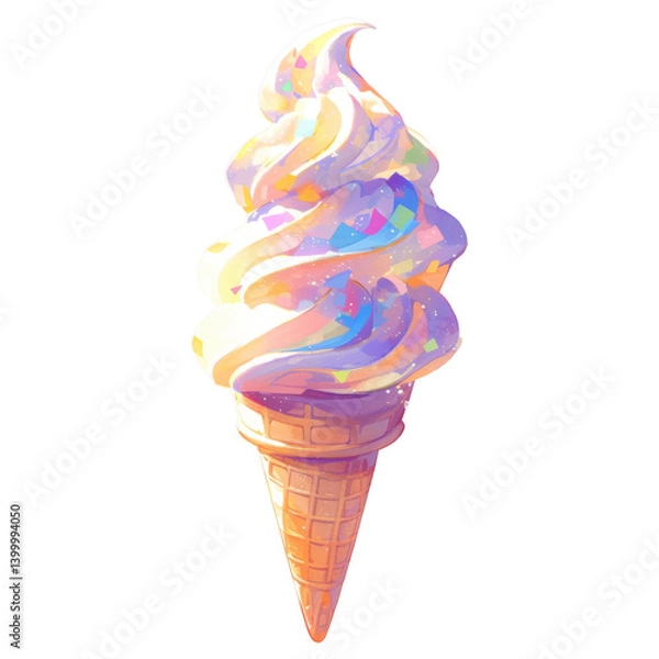 Fototapeta Enjoying colorful ice cream cones at a sunny summer festival event