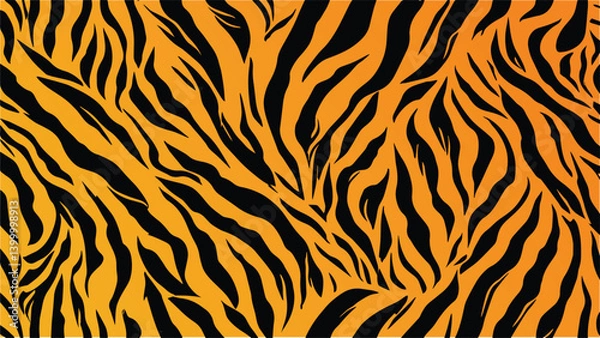 Fototapeta Vector tiger print or skin texture. Abstract black tiger stripes repeated seamless pattern for fashion and textile. Jungle safari animal print