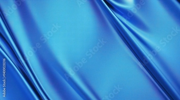 Fototapeta Smooth Shimmering Blue Satin Fabric Draped Elegantly with Soft Light Reflection