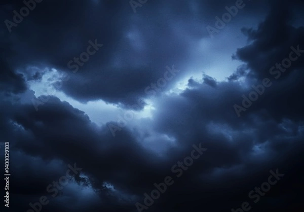 Fototapeta Dark Storm Clouds Gathering in a Dramatic Sky with Eerie Light Highlighting the Scene
