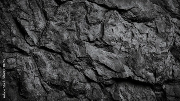 Fototapeta Dark Textured Rock Surface with Intricate Patterns Revealing Nature's Raw Beauty