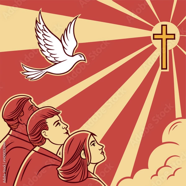 Fototapeta Religious Pentecost Background, Holy Spirit, Pentecost Sunday, and Pentecost Celebration.