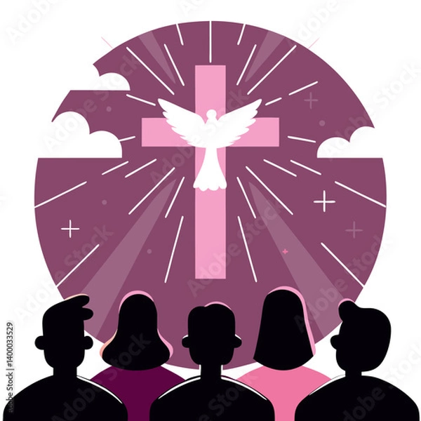 Fototapeta Religious Pentecost Background, Holy Spirit, Pentecost Sunday, and Pentecost Celebration.