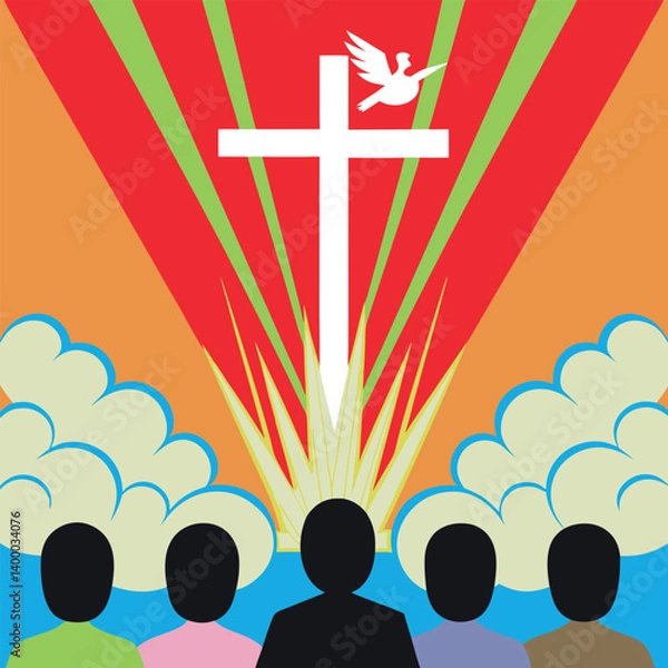Fototapeta Adobe Illustrator Religious Pentecost Background, Holy Spirit, Pentecost Sunday, and Pentecost Celebratio