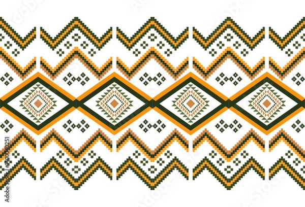 Obraz embroidery abstract Traditional geometric ethnic fabric pattern ornate elements with ethnic patterns design for textiles, rugs, clothing, sarong, scarf, batik, wrap, embroidery, print, curtain, carpet