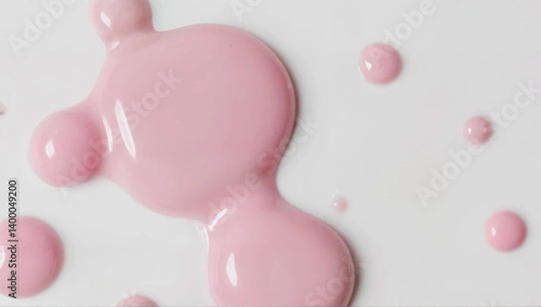 Fototapeta Abstract Pink Liquid Drops on White Surface