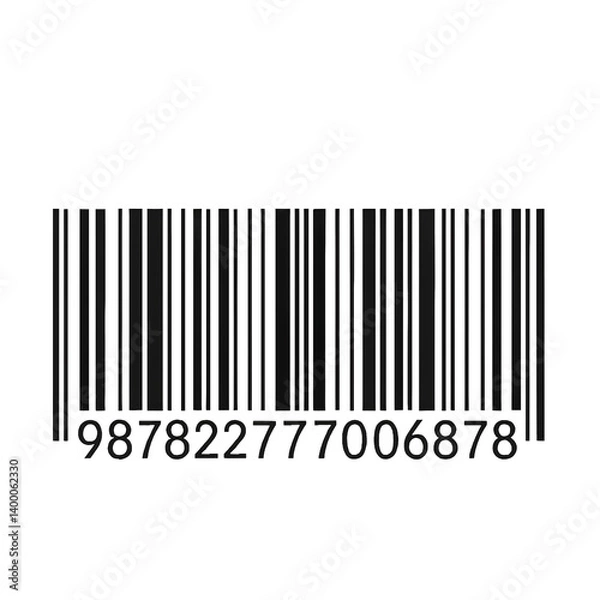 Fototapeta A white barcode with numbers is displayed on a black background.