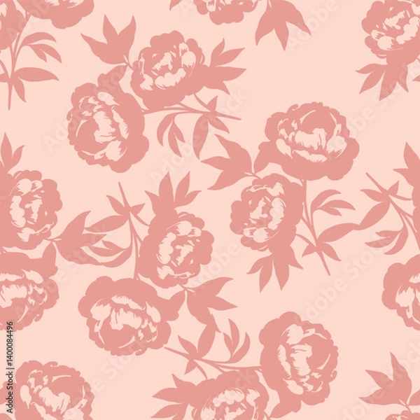 Obraz  Hand Drawn Peony Floral Pattern Vector Illustration
