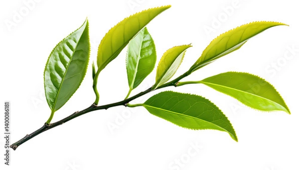 Obraz Fresh Green Tea Leaves Isolated on Transparent Background