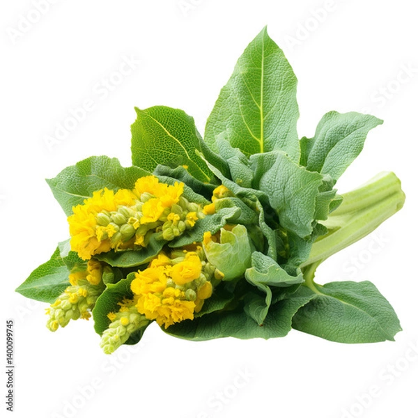 Obraz Fresh Chinese flowering cabbage (choy sum) isolated on white