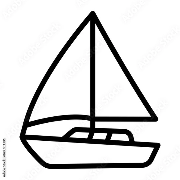 Fototapeta Sailboat Vector Line Icon Design