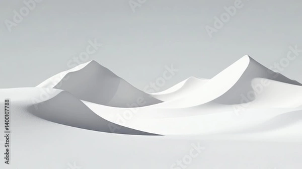 Fototapeta Abstract white mountain landscape art minimalist design high-quality digital content calm atmosphere