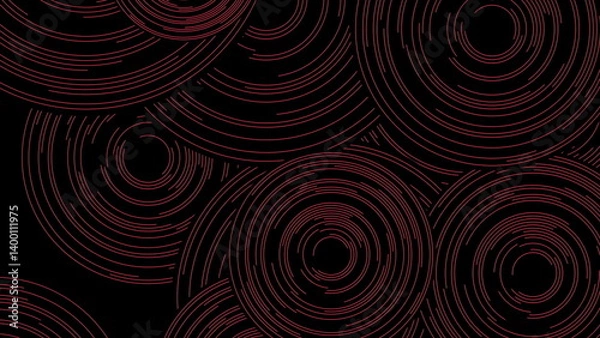 Fototapeta Dark red circular lines abstract futuristic tech background
