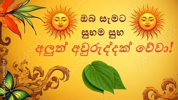 Fototapeta A banner image design created for sinhala and tamil new year