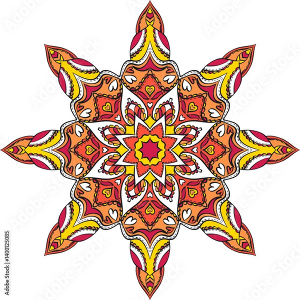 Obraz Vector colored mandala with ethnic decorative elements. Patterned Design Element, Coloring book. Vector illustration.