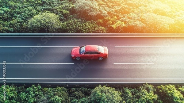 Obraz Driving action on a scenic highway nature surrounding aerial view tranquil environment