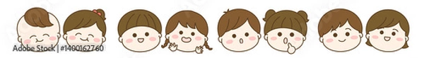Obraz 男の子と女の子たちの色々な表情とポーズのイラスト