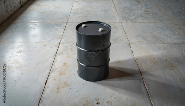 Obraz Steel drum on a concrete floor in an industrial environment  
