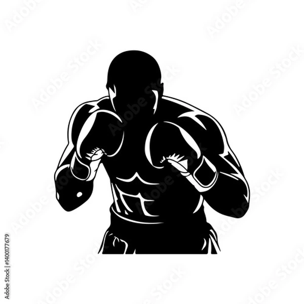 Fototapeta Dynamic Silhouette of a Boxer in Action Capturing Power and Skill