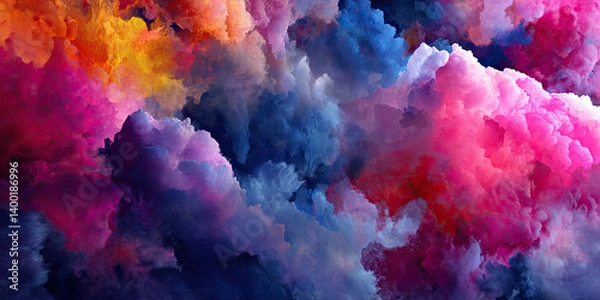 Fototapeta Colorful abstract rainbow clouds, vibrant pride-inspired backdrop, bright multicolor mist, LGBT theme, dreamy smoke background