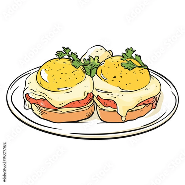 Obraz Eggs Benedict, food, vector, transparent background