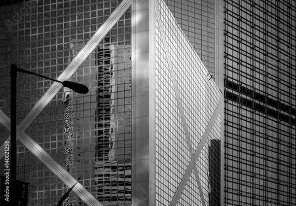 Fototapeta Office building window close up with Black & white Color