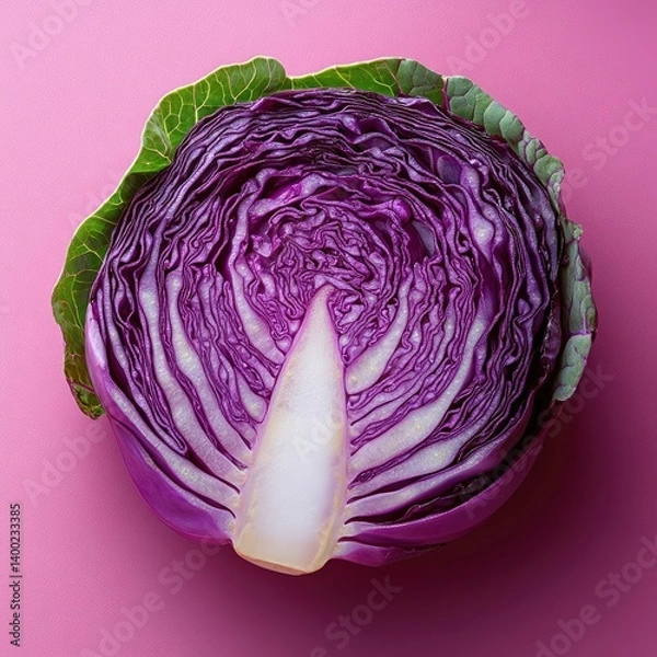Obraz Purple cabbage isolate. Red cabbage. Healthy vegetable cabbage.
