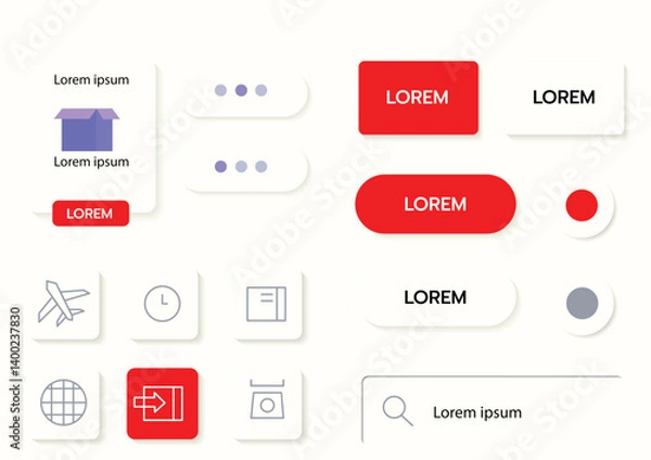 Fototapeta 3D Neumorphic Soft UI Design. 3D Bottons.