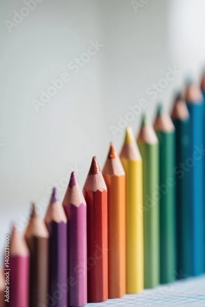 Obraz Colorful Pencils in Ascending Order Representing Educational Growth