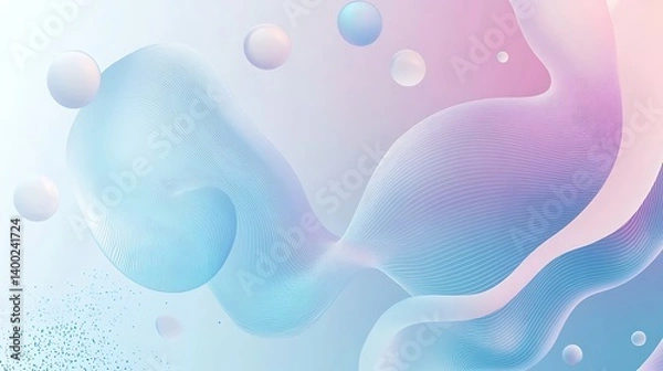 Obraz Dreamy vector light blue gradient background with sleek abstract fluid elements and gentle motion