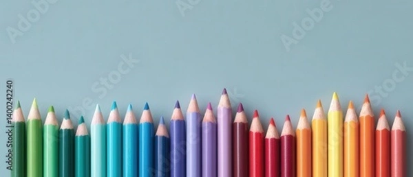 Obraz Colorful Pencils in Ascending Order Representing Educational Growth