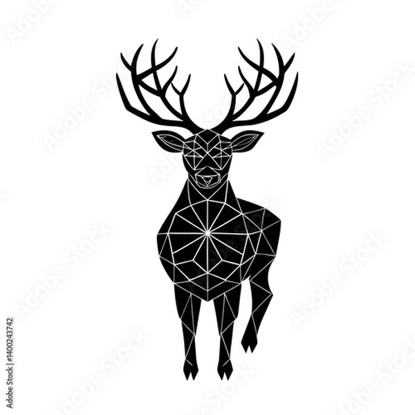 Fototapeta Elegant Black and White Deer Head Design with Mandala Frame