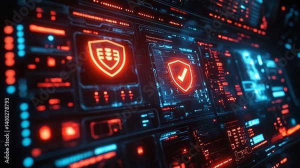 Obraz Futuristic security system digital interface
