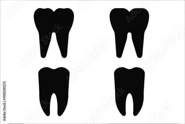 Fototapeta tooth silhouette vector set, tooth icon collections 