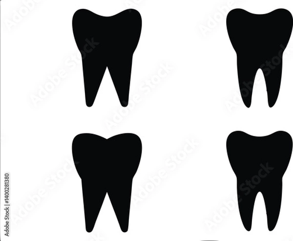 Fototapeta tooth silhouette vector set, tooth icon collections 