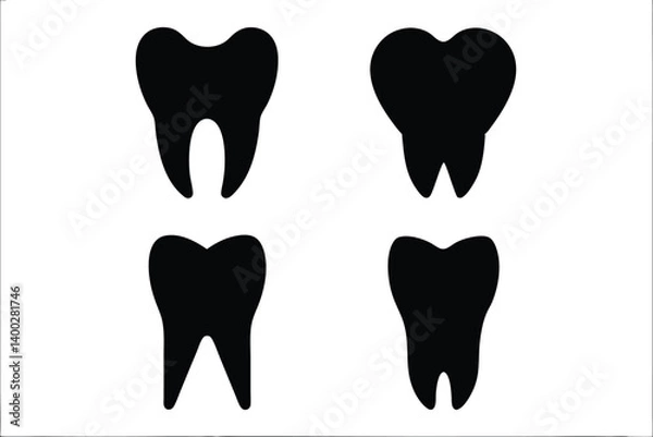 Fototapeta tooth silhouette vector set, tooth icon collections 