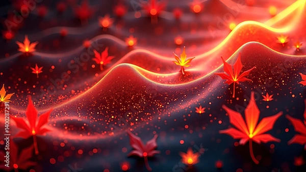 Obraz 紅葉　和風抽象背景