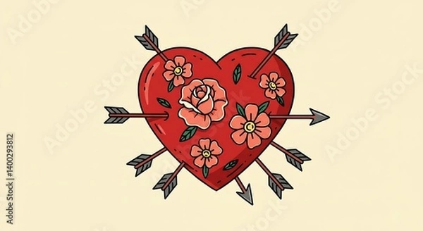 Fototapeta Crimson Bloom and Pierced Devotion AI Generated