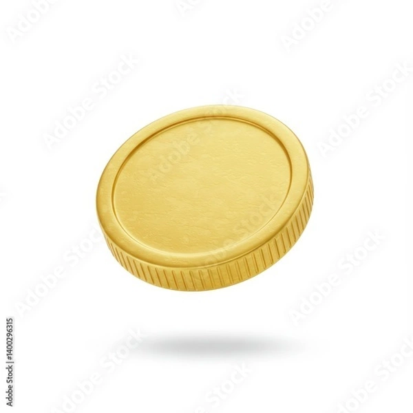 Fototapeta Isolated golden coin currency object on white background