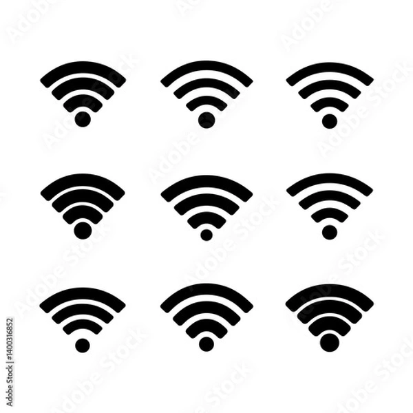 Fototapeta WiFi Signal Silhouette Vector Bundle Black and White WiFi Signal Clipart EPS Illustration