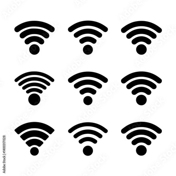 Fototapeta WiFi Signal Silhouette Vector Bundle Black and White WiFi Signal Clipart EPS Illustration