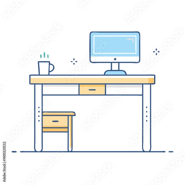 Fototapeta minimalist desk icon, minimalist desk vector illustration-simple illustration of minimalist desk, perfect for minimalist desk logos and icons