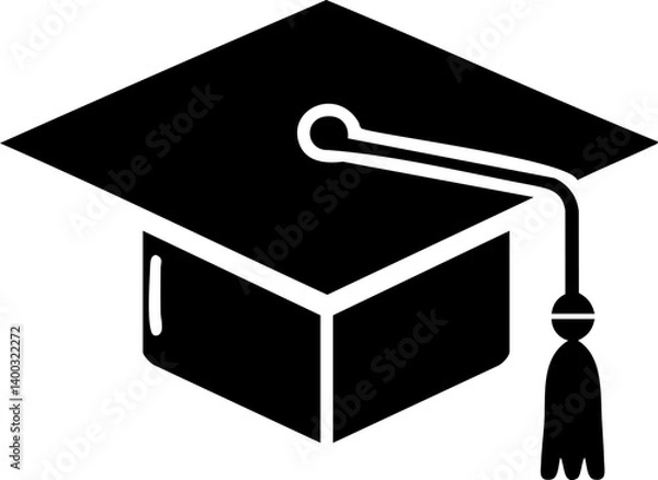 Obraz Class of 2025 graduation cap vector design university or college hat silhouette.	
