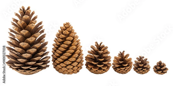 Fototapeta various pine cones isolated on transparent background