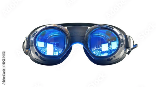 Fototapeta A pair of virtual reality glasses isolated on a clean white background, emphasizing their cutting-edge technology with sharp focus and no distractions.