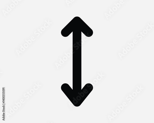 Fototapeta Up Down Arrow Icon Scale Arrowhead Point Pointer Lift Elevator Accend Decend Upload Download Shape Outline Vector Graphic Progress Bar Graph Black Line
