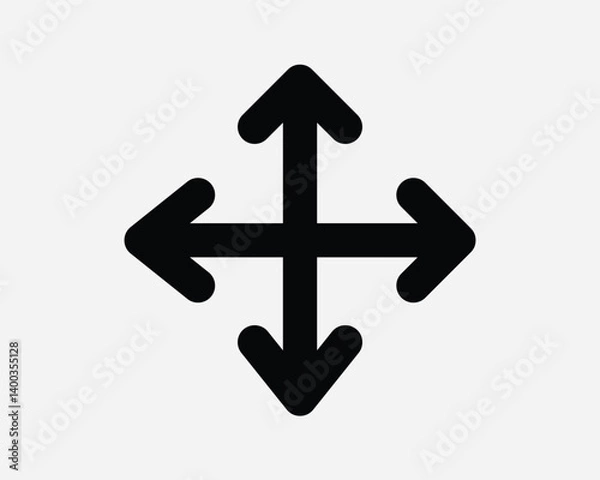 Fototapeta Up Down Left Right Four Arrow Icon Cursor Pan Scale Move Point Pointer Expand Direction Orientation North South East West Compass Path Arrowhead Symbol