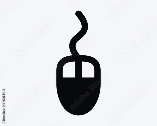 Fototapeta Wired Mouse Wire Cursor Computer Equipment Hardware Icon Symbol Sign Cable Navigation Scroll Tech Technology Device Mice Black Graphic Vector Illustration